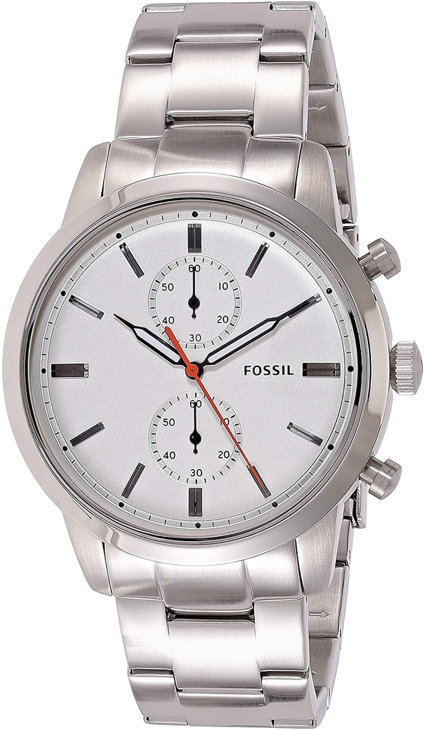 Fossil Townsman White Dial Silver Steel Strap Watch for Men - FS5346