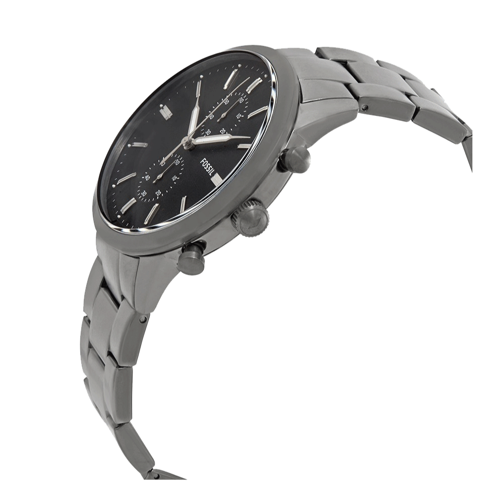 Fossil Townsman Chronograph Black Dial Silver Steel Strap Watch for Men - FS5349