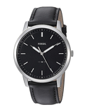 Fossil The Minimalist Three Hand Black Dial Black Leather Strap Watch for Men - FS5398