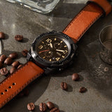 Fossil Bronson Black Dial Brown Leather Strap Watch for Men - FS5714