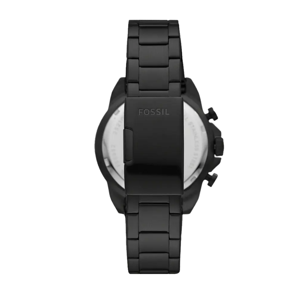 Fossil Bronson Chronograph Black Dial Black Steel Strap Watch for Men - FS5851