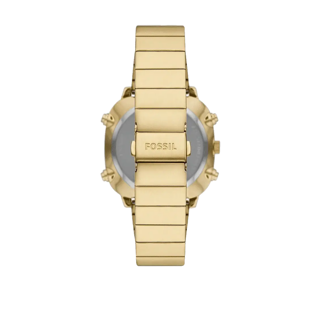 Fossil Retro Analog-Digital Gold Dial Gold Steel Strap Watch for Men - FS5889