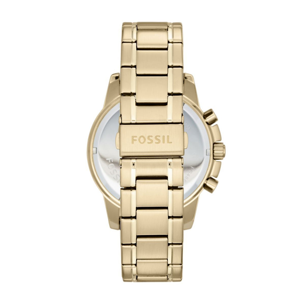 Fossil Dean Chronograph Champagne Dial Gold Steel Strap Watch for Men - FS4867