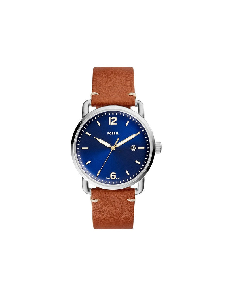 Fossil Commuter Blue Dial Blue Leather Strap Watch for Men - FS5325