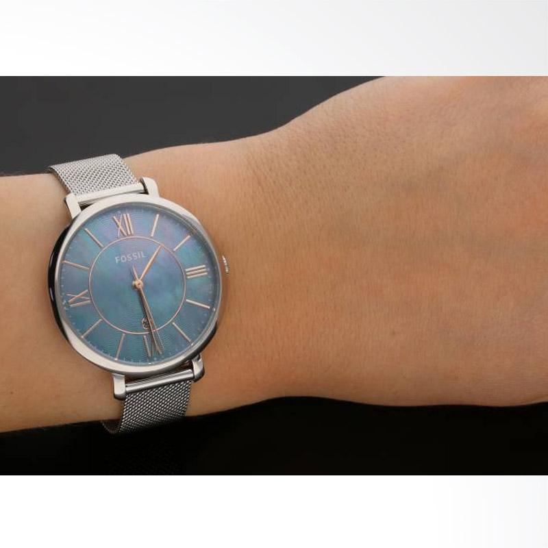 Fossil Jacqueline Mother of Pearl Blue Dial Silver Mesh Strap Watch for Women - ES4322