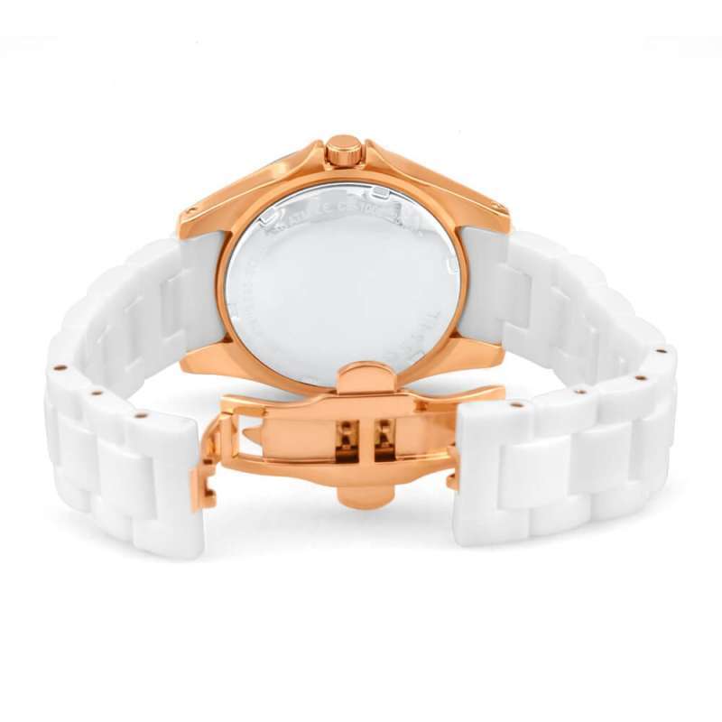 Fossil Ceramic Multifunction White Dial White Steel Strap Watch for Women - CE1006