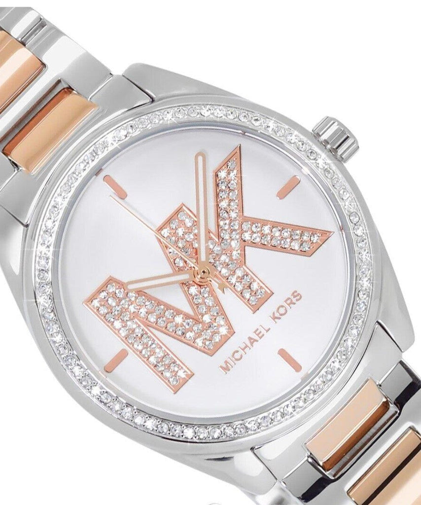 Michael Kors Janelle Silver Dial Two Tone Steel Strap Watch For Women - MK7383