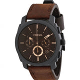 Fossil Machine Flight Chronograph Brown Dial Brown Leather Strap Watch for Men - FS4656