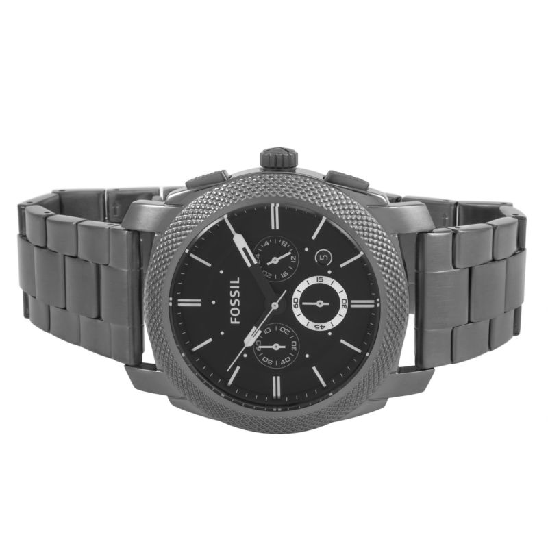 Fossil Machine Chronograph Black Dial Grey Steel Strap Watch for Men - FS4662
