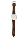 Fossil Neutra Chronograph White Dial Brown Leather Strap Watch for Men - FS5380