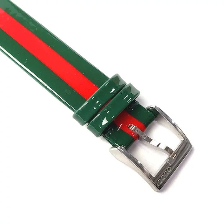 Gucci G Frame Quartz Green & Red Mother of Pearl Dial Multicolor Leather Strap Watch For Women - YA147408