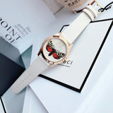 Gucci G Timeless Butterfly White Dial White Leather Strap Watch For Women - YA1264062