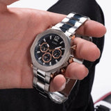 Guess Edge Chronograph Black Dial Silver Steel Strap Watch For Men - GW0539G1