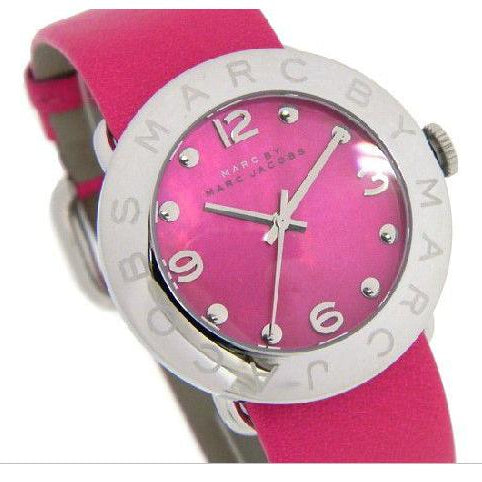 Marc Jacobs Amy Pop Pink Dial Pink Leather Strap Watch for Women - MBM1286