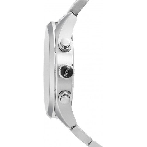 Hugo Boss Grand Prix Black Dial Silver Steel Strap Watch for Men - 1513477