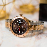 Versace Hellenyium GMT Blue Dial Two Tone Steel Strap Watch for Men - V11060017