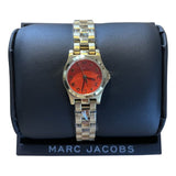 Marc Jacobs Henry Dinky Red Dial Gold Steel Strap Watch for Women - MBM3202