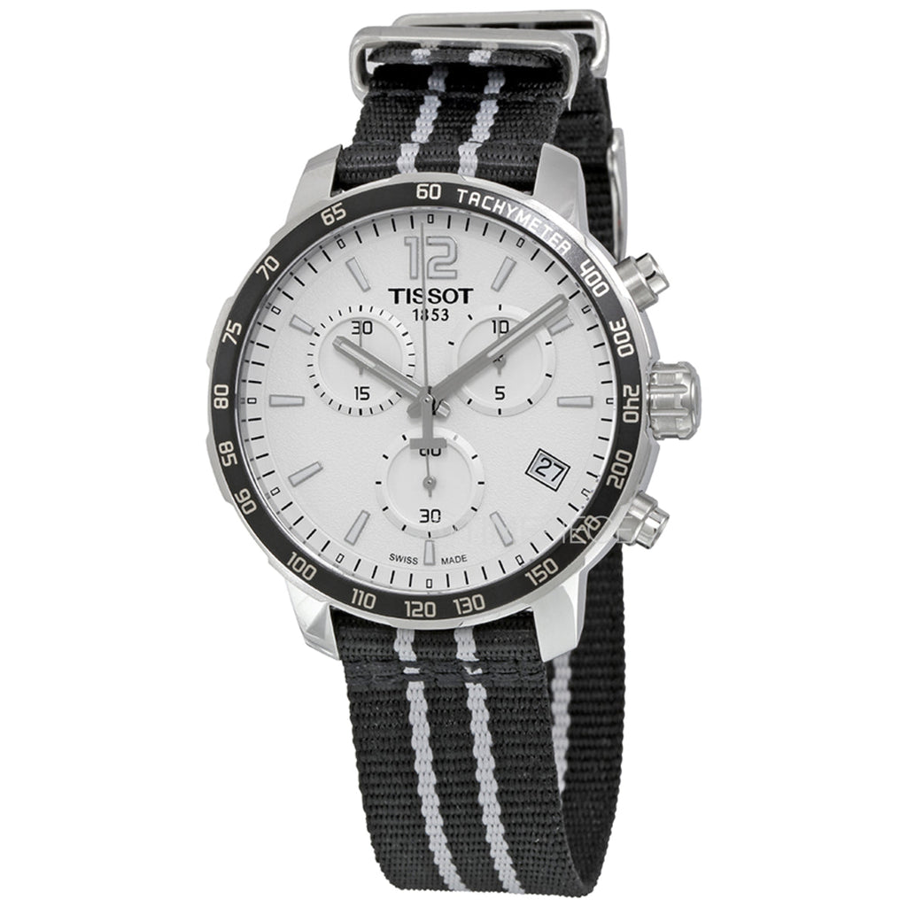 Tissot Quickster Chronograph NBA San Antonio Spurs Edition White Dial Two Tone NATO Strap Watch for Men - T095.417.17.037.07