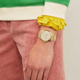 Gucci G Timeless Gold Dial Gold Steel Strap Unisex Watch - YA126461