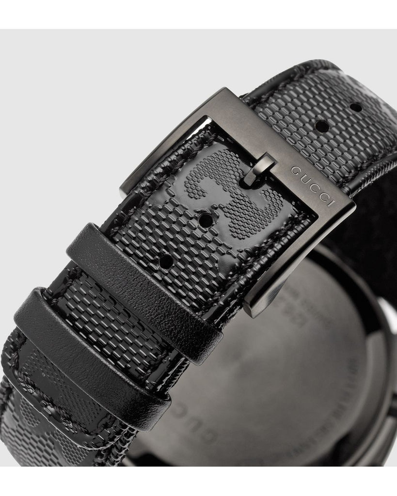 Gucci G Timeless Chronograph Black Dial Black Leather Strap Watch For Men - YA126244