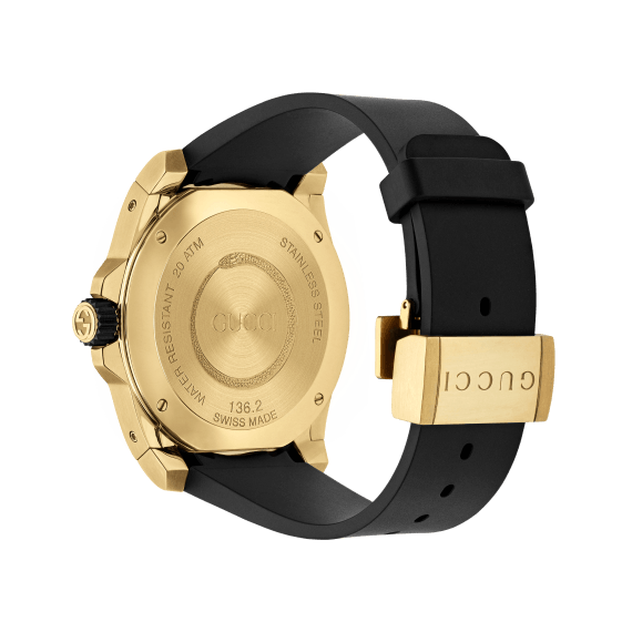 Gucci Dive Quartz Black Dial Black Rubber Strap Watch For Men - YA136219