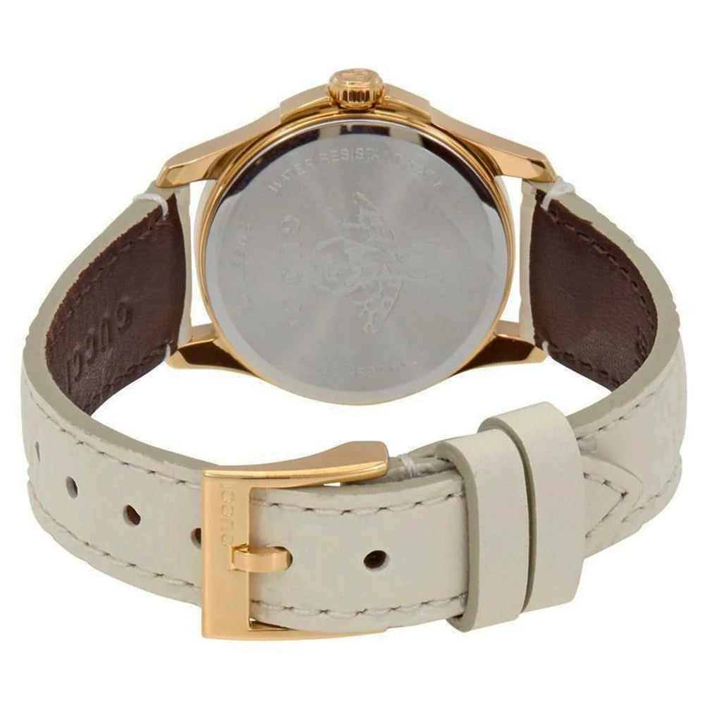 Gucci G Timeless Quartz White Dial White Leather Strap Watch For Women - YA126580A