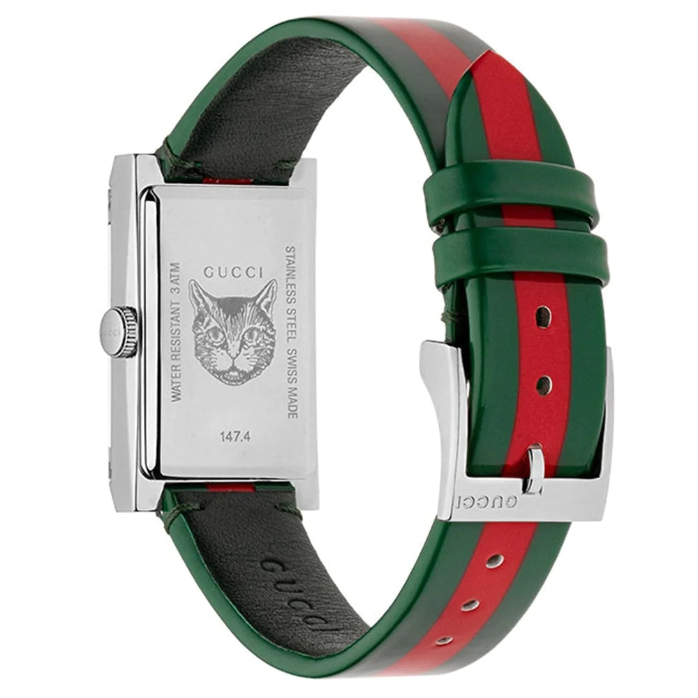 Gucci G Frame Quartz Green & Red Mother of Pearl Dial Multicolor Leather Strap Watch For Women - YA147408