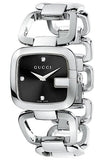 Gucci G Gucci Diamonds Black Dial Silver Steel Strap Watch For Women - YA125406