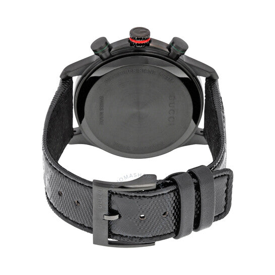 Gucci G Timeless Chronograph Black Dial Black Leather Strap Watch For Men - YA126244