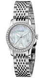 Gucci G Timeless Diamonds Mother of Pearl Dial Silver Steel Strap Watch For Women - YA126506