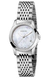 Gucci G Timeless Diamonds Mother of Pearl Dial Silver Steel Strap Watch For Women - YA126510