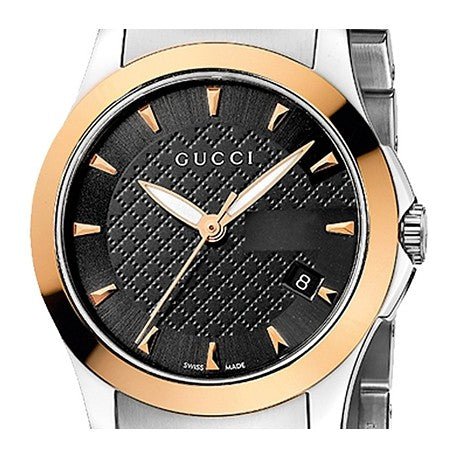 Gucci G Timeless Black Dial Two Tone Steel Strap Watch For Women - YA126512