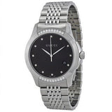 Gucci G Timeless Diamonds Black Dial Silver Steel Strap Watch For Women - YA126408
