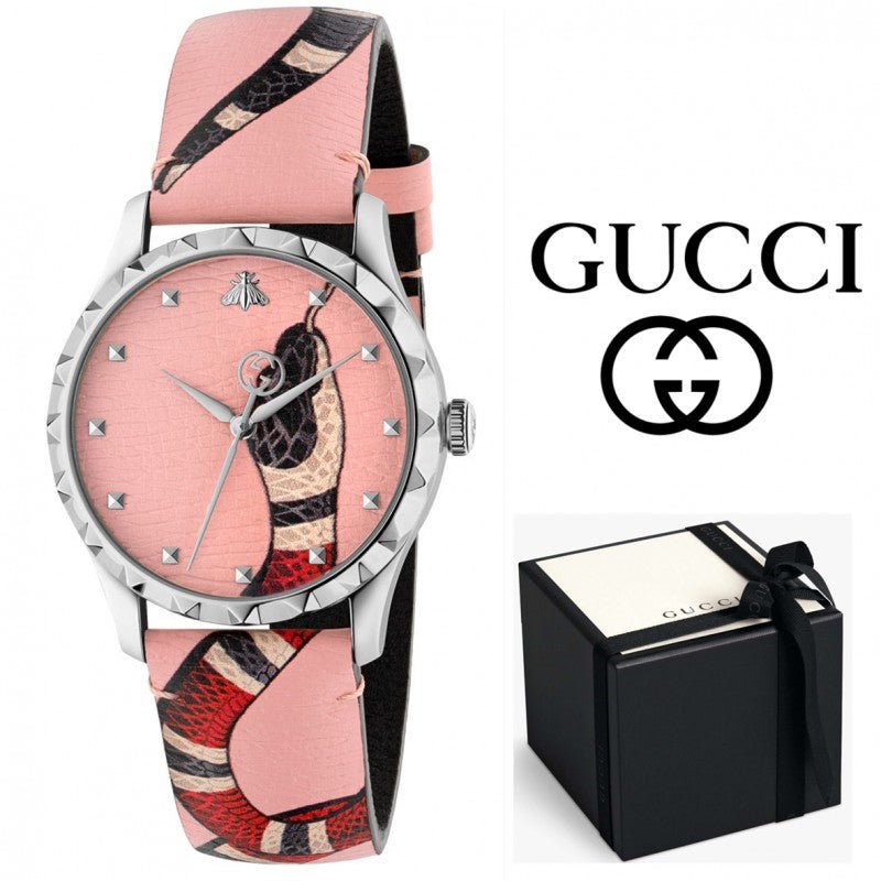 Gucci G Timeless Pink Dial Pink Leather Strap Watch For Women - YA1264083