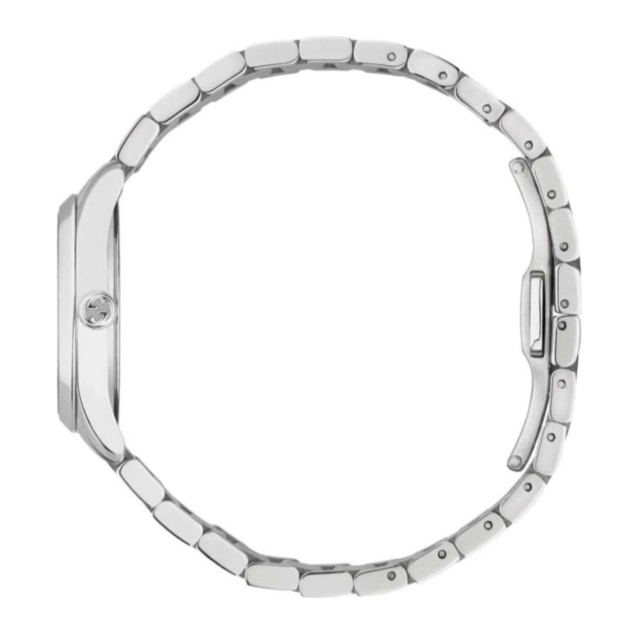 Gucci G Timeless Quartz Diamonds Black Dial Silver Steel Strap Watch For Women - YA1265024