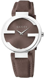 Gucci Interlocking G Brown Dial Brown Leather Strap Watch For Women - YA133319