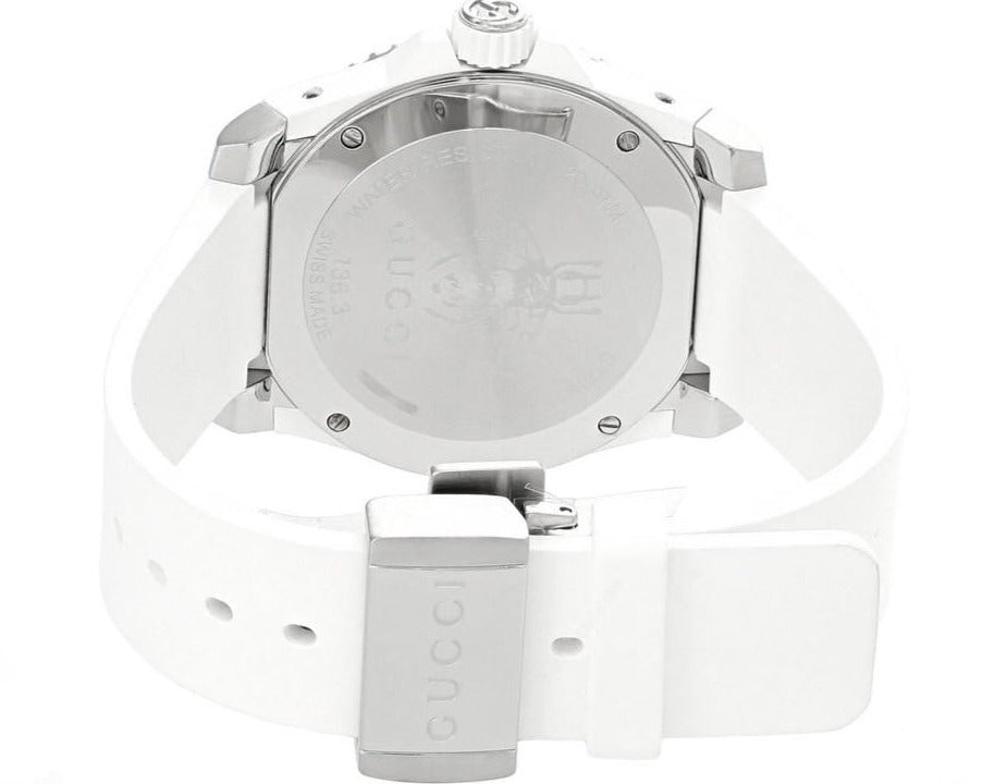 Gucci Dive Quartz White Dial White Rubber Strap Watch For Men - YA136337