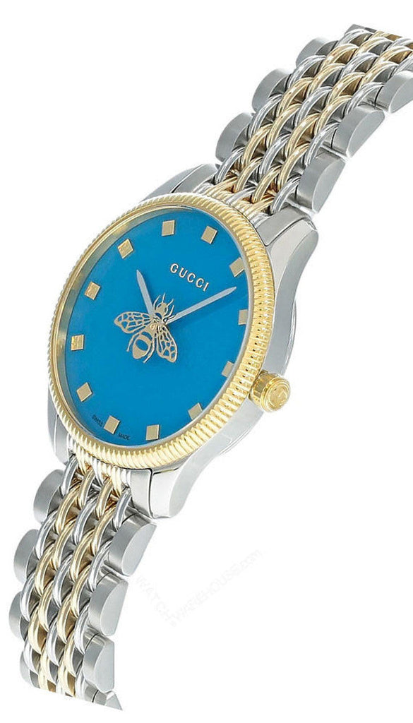 Gucci G Timeless Quartz Blue Dial Two Tone Steel Strap Watch For Women - YA1265029