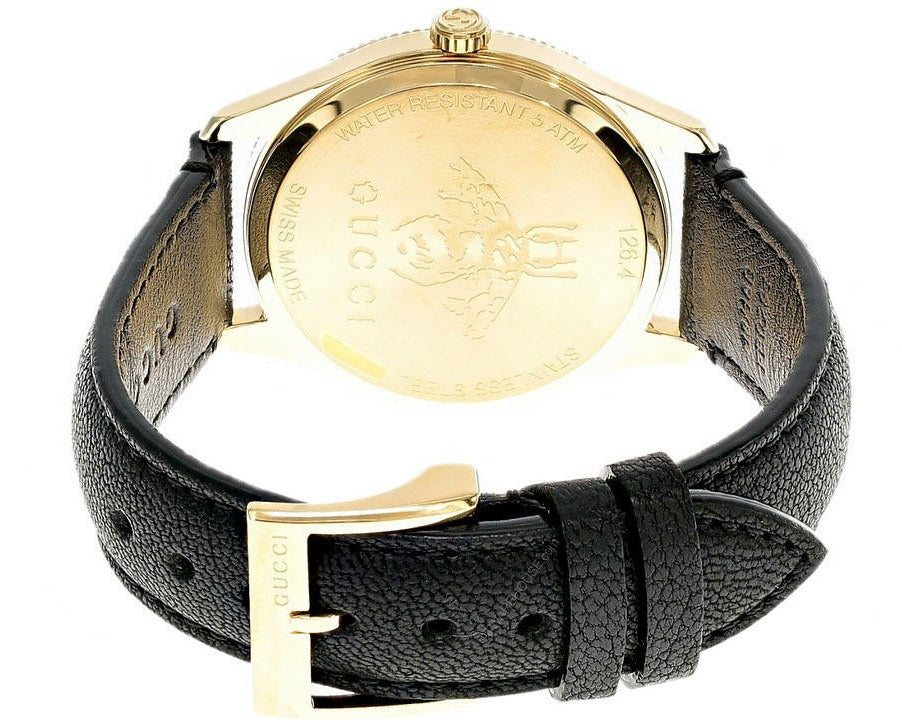 Gucci G Timeless Quartz Silver Dial Black Leather Strap Watch For Women - YA1264181