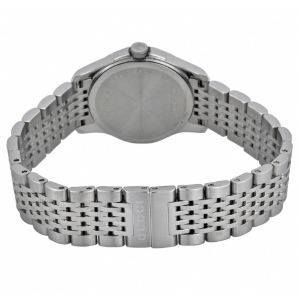 Gucci G Timeless Diamonds Mother of Pearl Black Dial Silver Steel Strap Watch For Women - YA126505