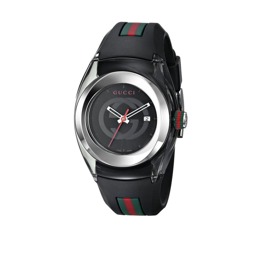 Gucci Sync Quartz Black Dial Black Rubber Strap Watch For Men - YA137301
