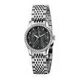 Gucci G Timeless Diamonds Mother of Pearl Black Dial Silver Mesh Bracelet Watch For Women - YA126507