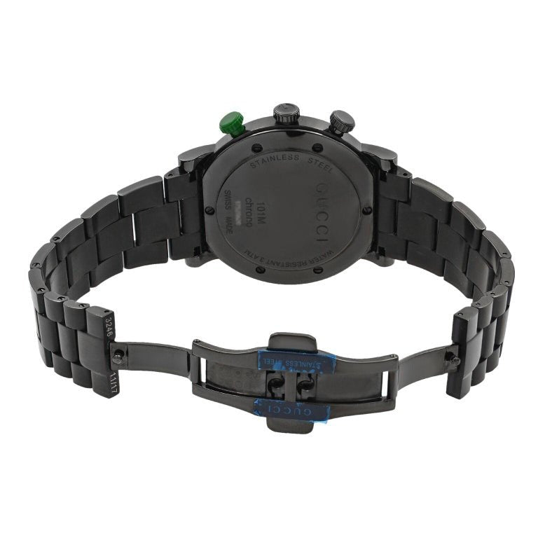 Gucci G Chrono Black Dial Black Steel Strap Watch For Men - YA101331