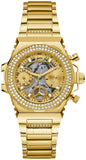 Guess Fusion Chronograph Gold Dial Gold Steel Strap Watch for Women - GW0552L2