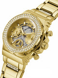 Guess Fusion Chronograph Gold Dial Gold Steel Strap Watch for Women - GW0552L2