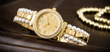 Guess Gala Diamonds Gold Dial Two Tone Steel Strap Watch for Women - GW0531L2