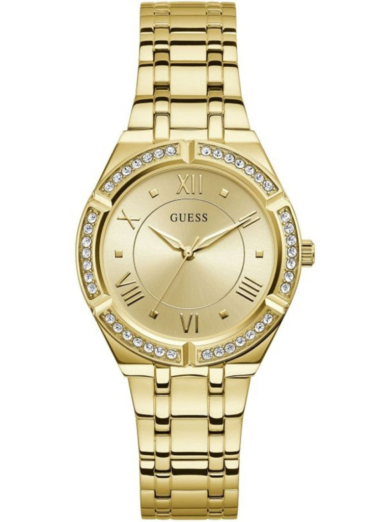Guess Cosmo Diamonds Gold Dial Gold Steel Strap Watch For Women - GW0033L2