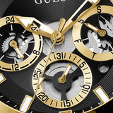 Guess Edge Chronograph Black Dial Gold Steel Strap Watch For Men - GW0539G2