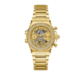 Guess Fusion Chronograph Gold Dial Gold Steel Strap Watch for Women - GW0552L2