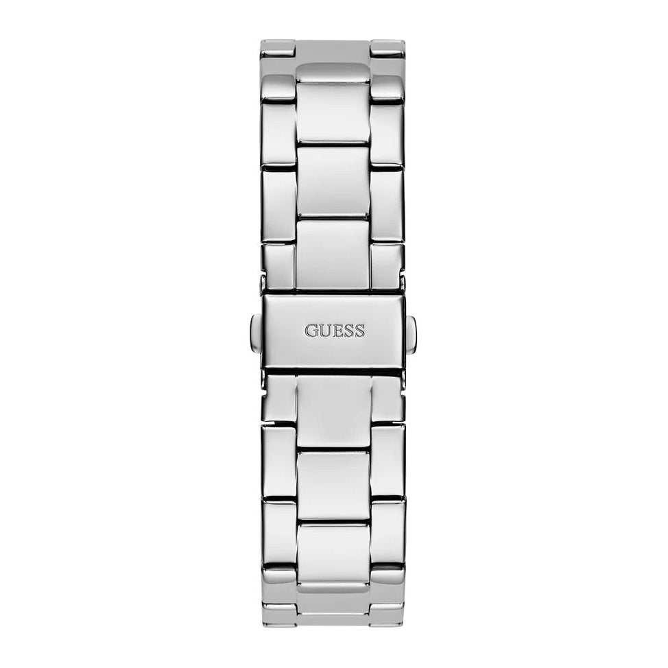 Guess Cubed Analog Silver Dial Silver Steel Strap Watch For Women - GW0606L1